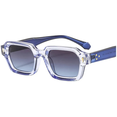 Lunettes de soleil rectangulaires Glassy Mood à monture transparente bleue avec verres dégradés