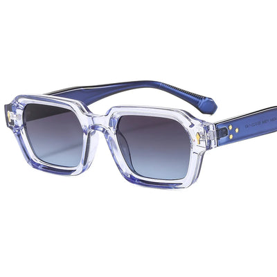 Lunettes de soleil Glassy Mood avec monture rectangulaire transparente et verres dégradés bleus