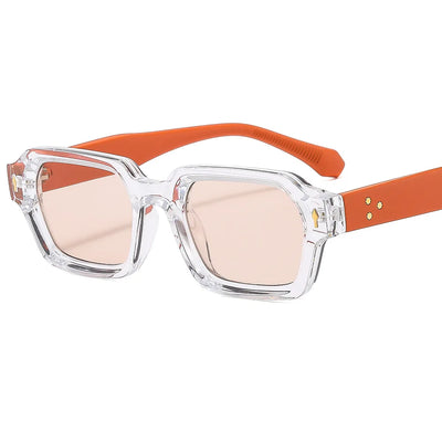 Lunettes Glassy Mood transparentes avec branches orange et verres teintés roses