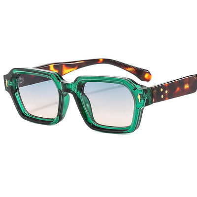 Lunettes de soleil Glassy Mood monture verte et branches effet écaille avec verres dégradés