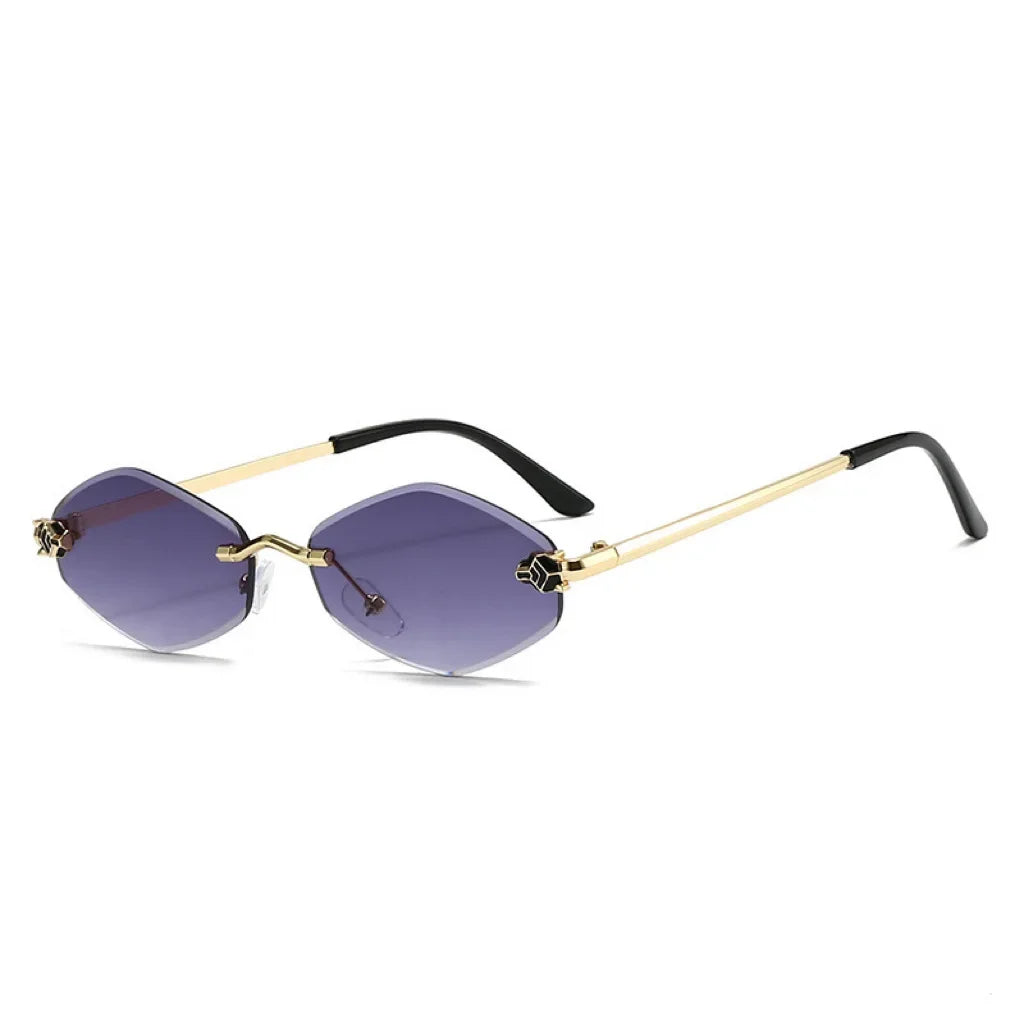 Lunettes de soleil La Parisienne Glassy Mood aux verres bleus hexagonaux et branches fines dorées