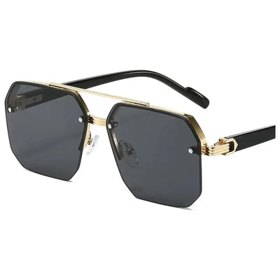Lunettes de soleil Glassy Mood à verres gris hexagonaux et monture dorée élégante