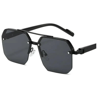 Lunettes de soleil Glassy Mood noires avec verres teintés hexagonaux et monture fine