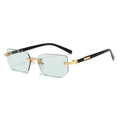 Lunettes sans monture Glassy Mood avec branches noires et détails dorés élégants