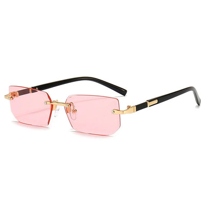 Lunettes de soleil Glassy Mood avec verres roses rectangulaires et branches noires élégantes