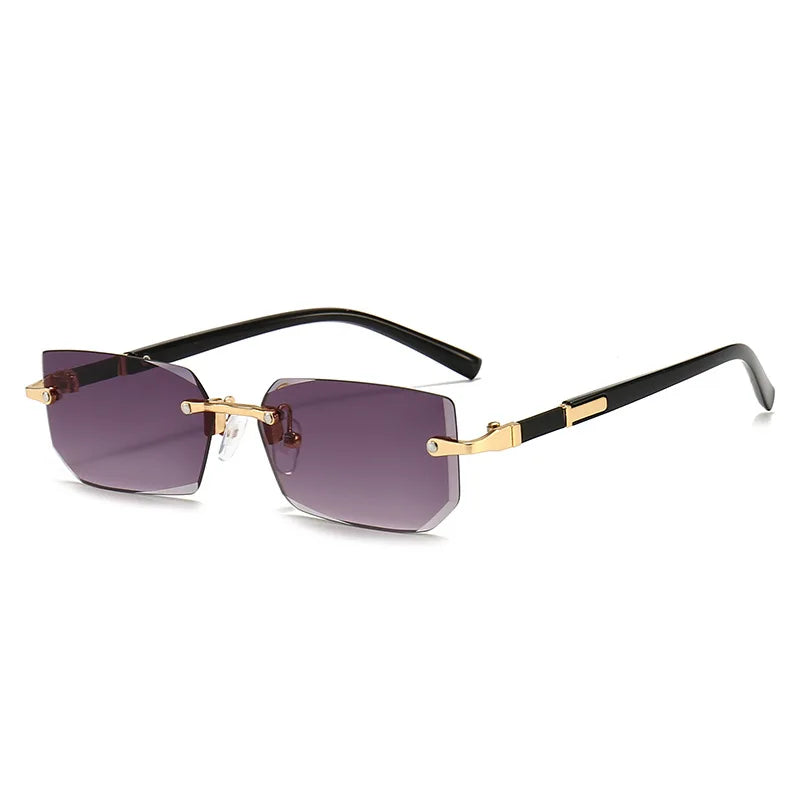 Lunettes de soleil Glassy Mood avec verres rectangulaires violet et branches noires élégantes