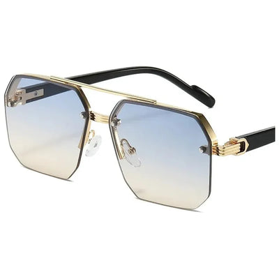 Lunettes de soleil Glassy Mood monture dorée avec verres dégradés bleus style octogonal
