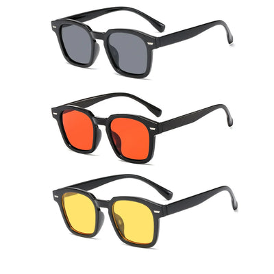 Lunettes de soleil hommes haute qualité avec monture noire et verres gris, rouges et jaunes