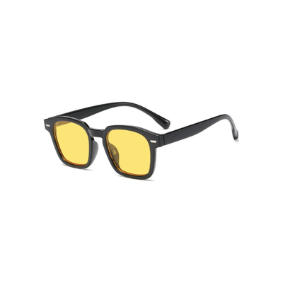 Lunettes de soleil hommes haute qualité Glossy Mood avec monture noire et verres jaunes
