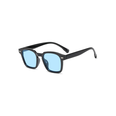 Lunettes de soleil hommes haute qualité Glossy Mood avec monture noire et verres bleus
