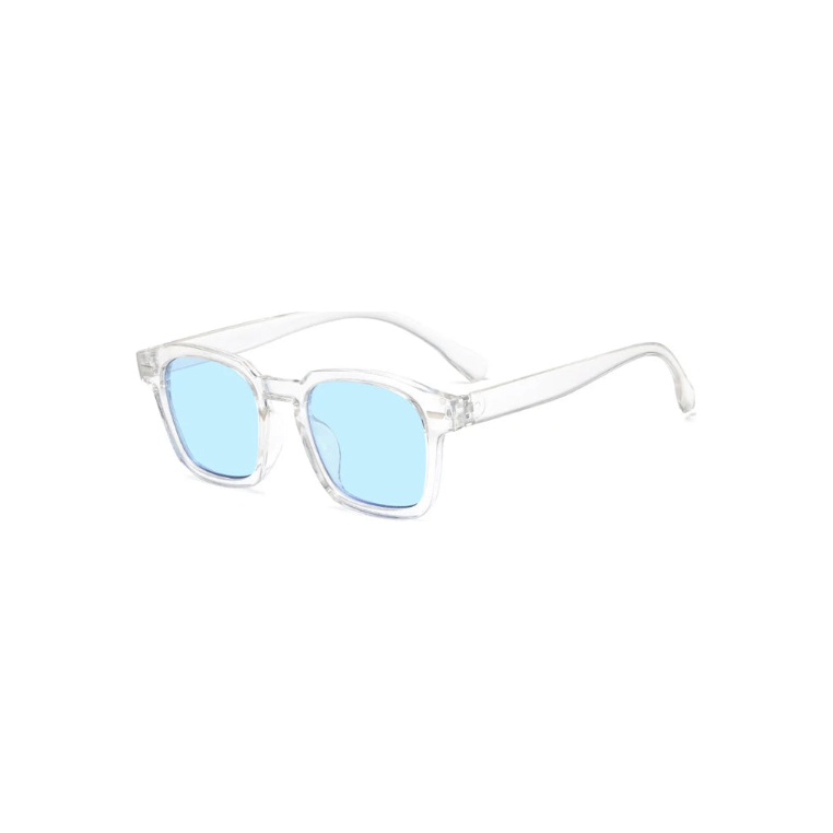 Lunettes de soleil hommes haute qualité avec monture transparente et verres bleus de Glossy Mood