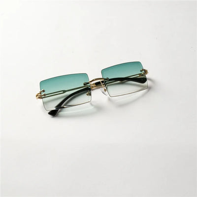 Lunettes de soleil tendance Berlin avec verres dégradés verts et monture sans bord Glassy Mood