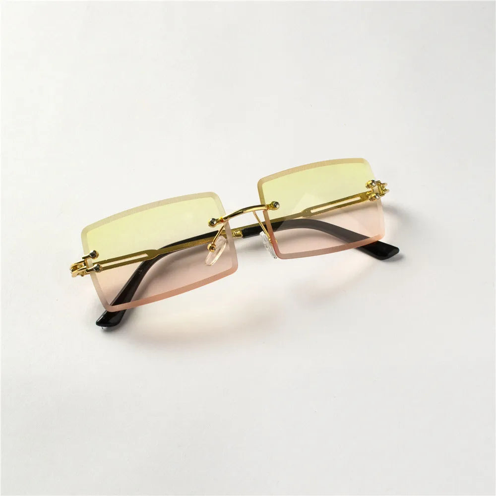 Lunettes de soleil tendance Berlin Glassy Mood avec verres carrés bicolores jaunes et roses